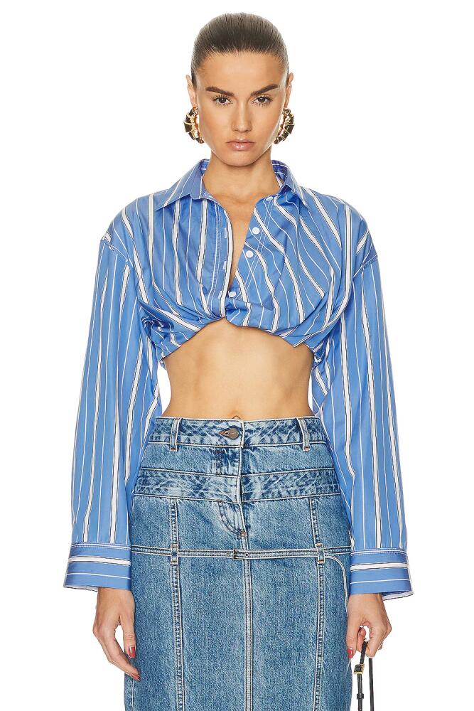 JACQUEMUS La Chemise Bahia Courte Top in Blue Cover