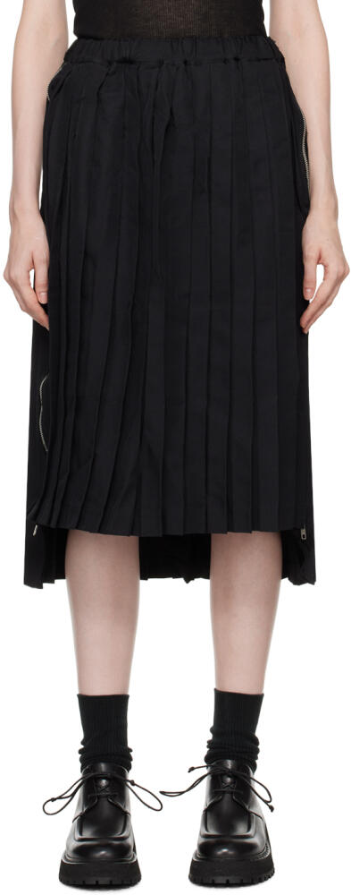 Black Comme des Garçons Black Pleated Midi Skirt Cover