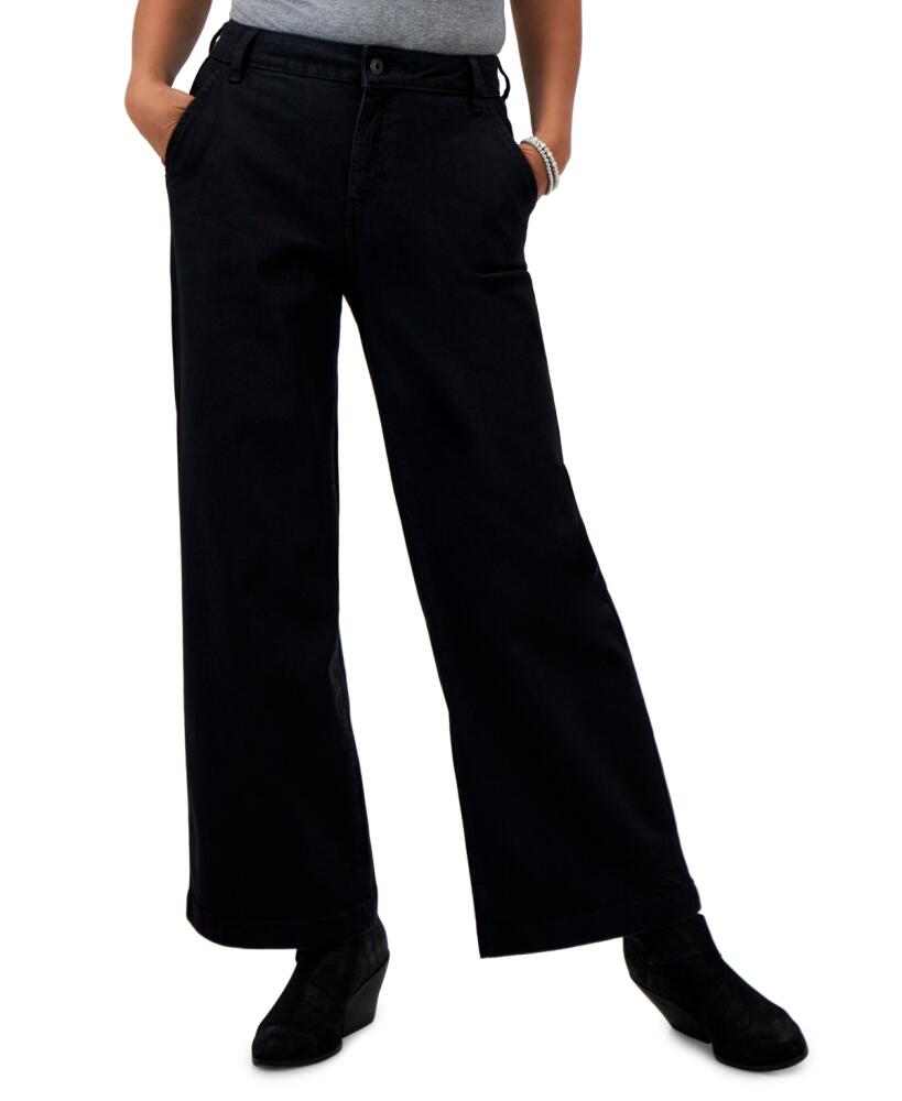 Style & Co Petite High-Rise Wide-Leg Jeans, Created for Macy's - Deep Black Cover