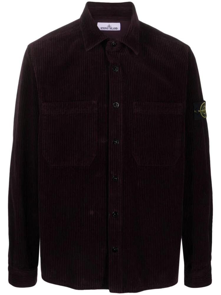 Stone Island Compass-patch corduroy shirt - Purple Cover