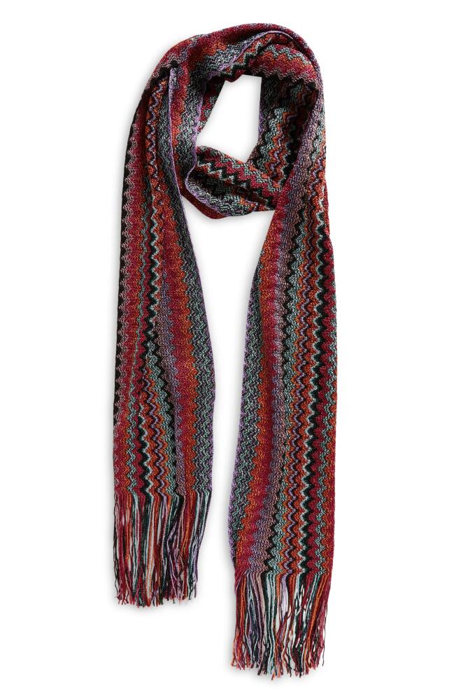 Missoni Chevron Fringe Twilly Scarf in Purple Shimmer Multi Cover