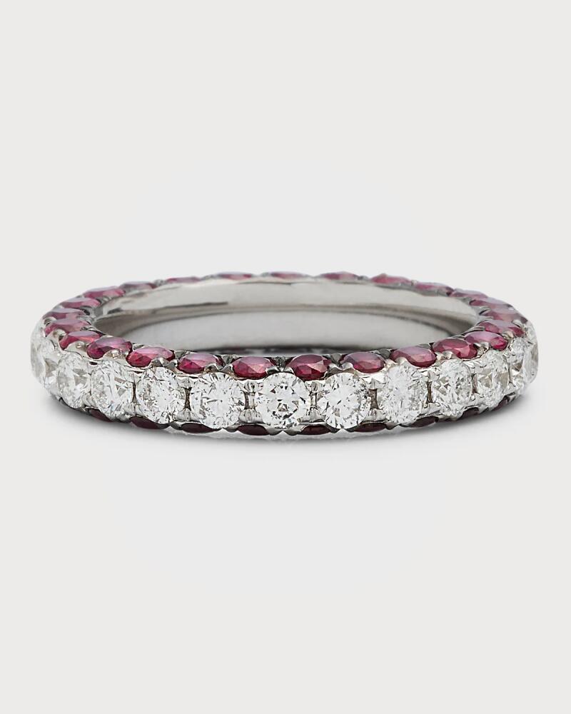 Graziela Gems 18K White Gold Ruby and Diamond 3-Sided Ring, Size 7 Cover