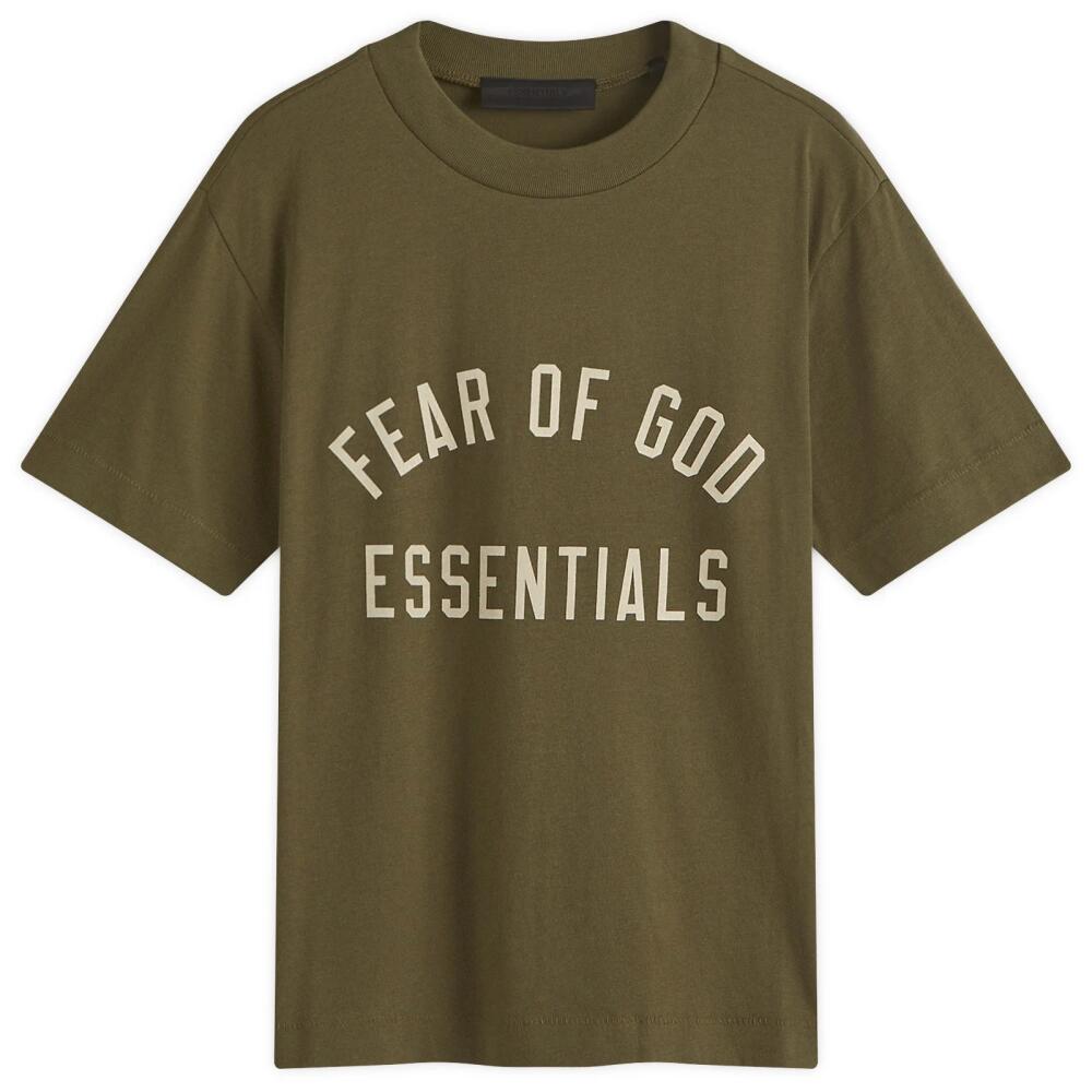 FEAR OF GOD ESSENTIALS Women's Tri-Blend Crewneck T-Shirt in Military Cover