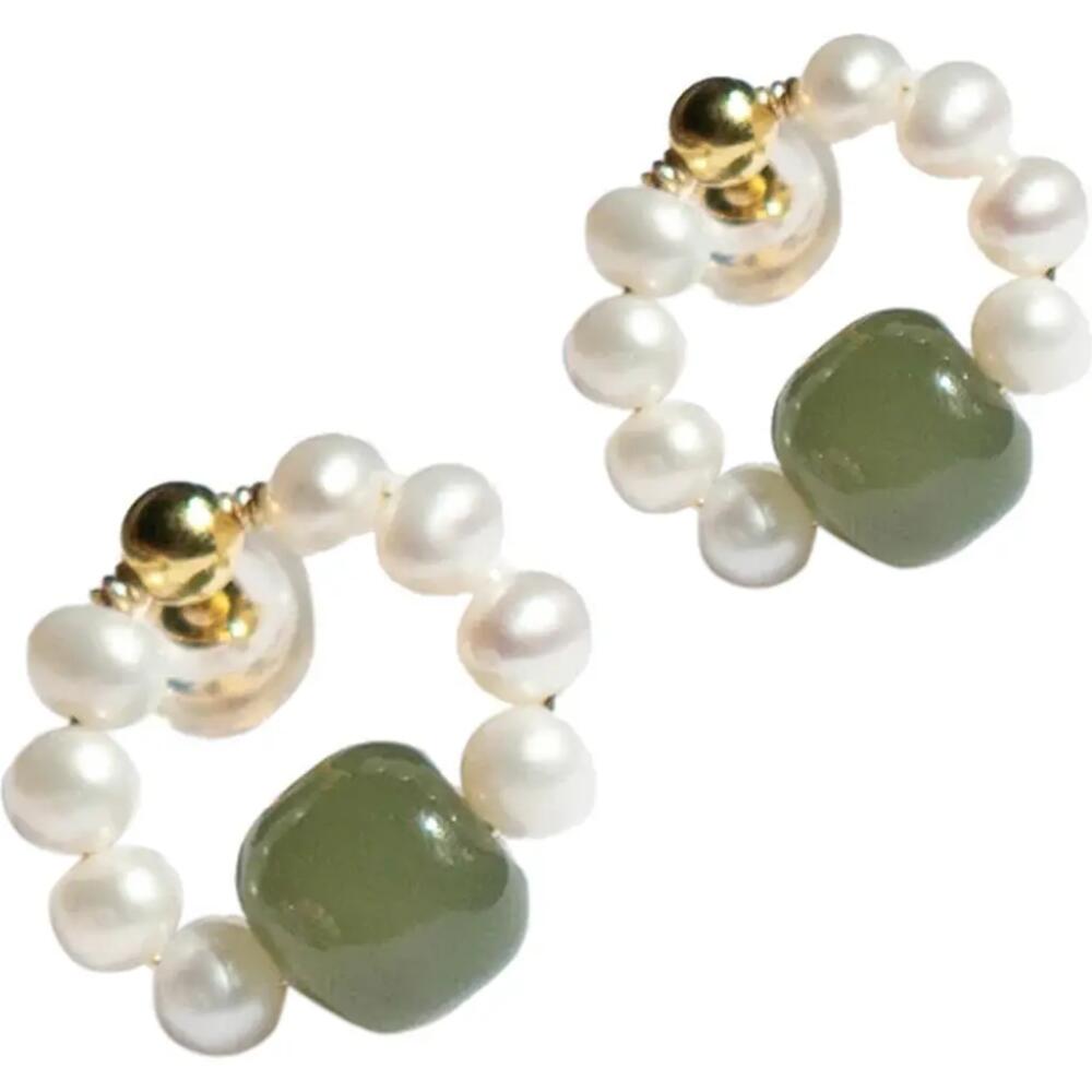 seree Isa Beaded pearl jade hoop earrings in Light Green Cover