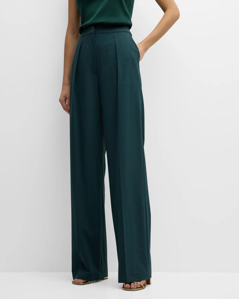 Misook Pleated High-Rise Wide-Leg Woven Pants Cover