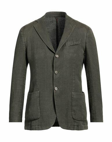 Santaniello Man Blazer Military green Cotton, Ramie, Linen Cover