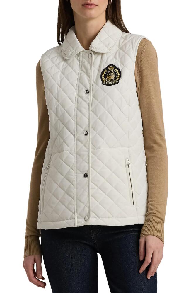 Lauren Ralph Lauren Quilted Snap Front Vest in Cream Cover