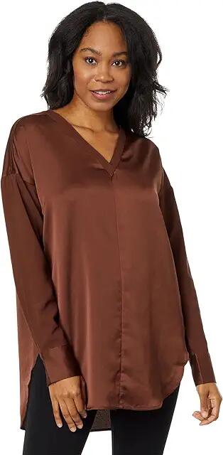 Lysse Token Satin Pullover Top (Whiskey) Women's Clothing Cover