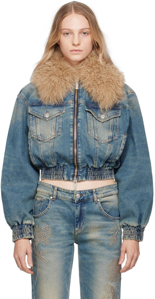 Blumarine Blue Zip Denim Jacket Cover