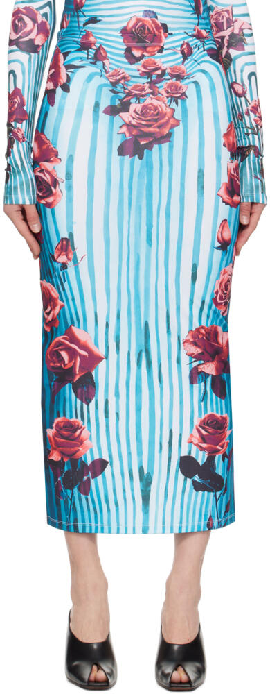 Jean Paul Gaultier Blue & Red Flower Body Morphing Maxi Skirt Cover