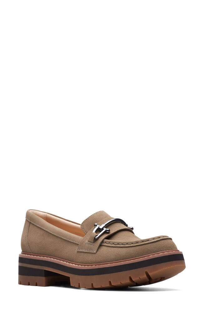 Clarks(r) Orianna Bit Loafer in Dark Sand Suede Cover