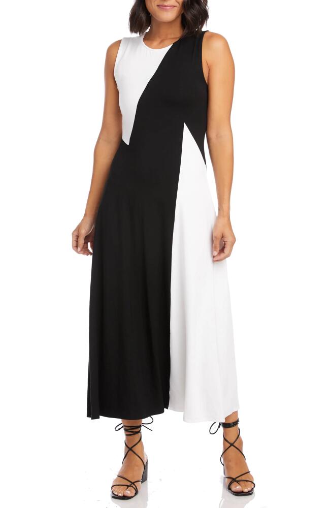 Karen Kane Sleeveless Colorblock Maxi Dress in Black W/White Cover