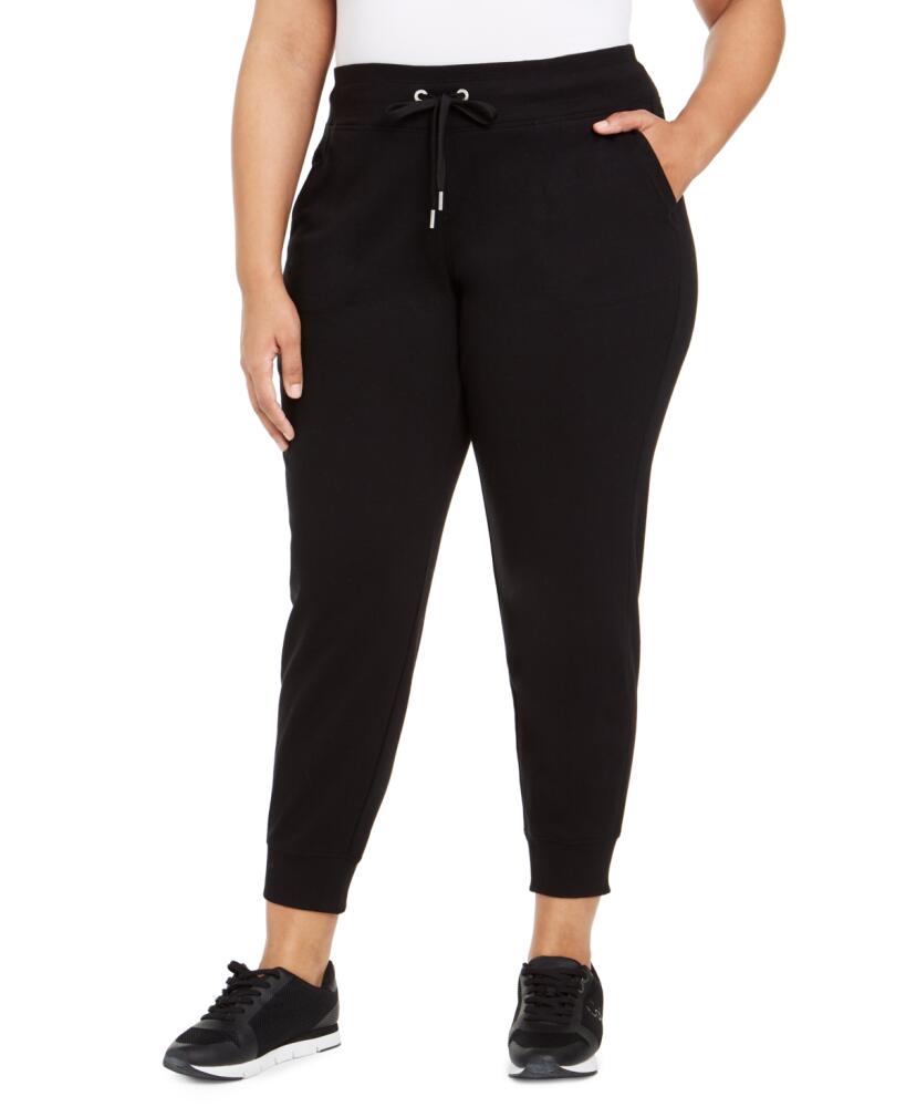 Calvin Klein Performance Plus Size Tie-Waist Jogger Pants - Black Cover