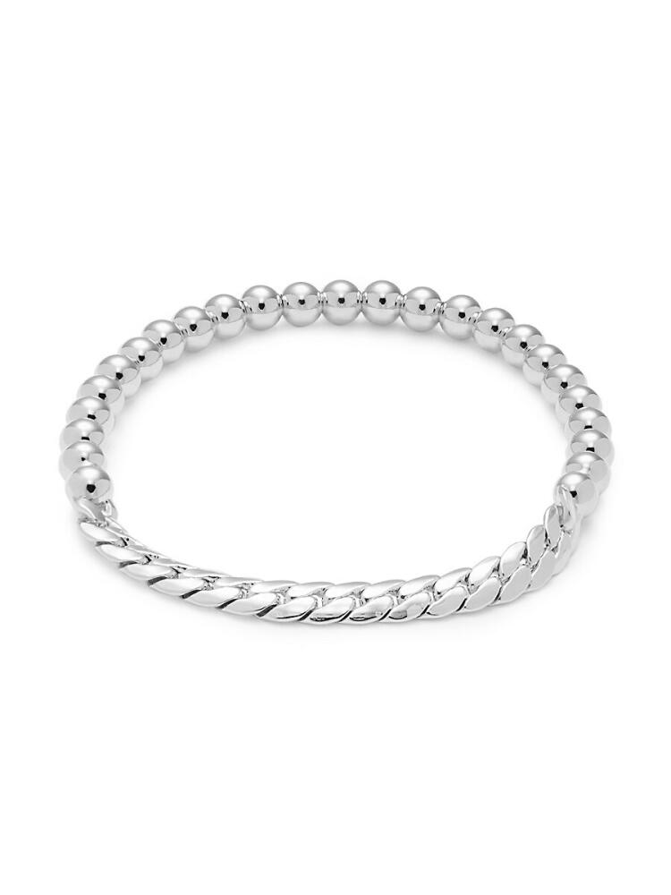 Adriana Orsini Women's 18K Rhodium Plated Curb Chain Beaded Bracelet Cover