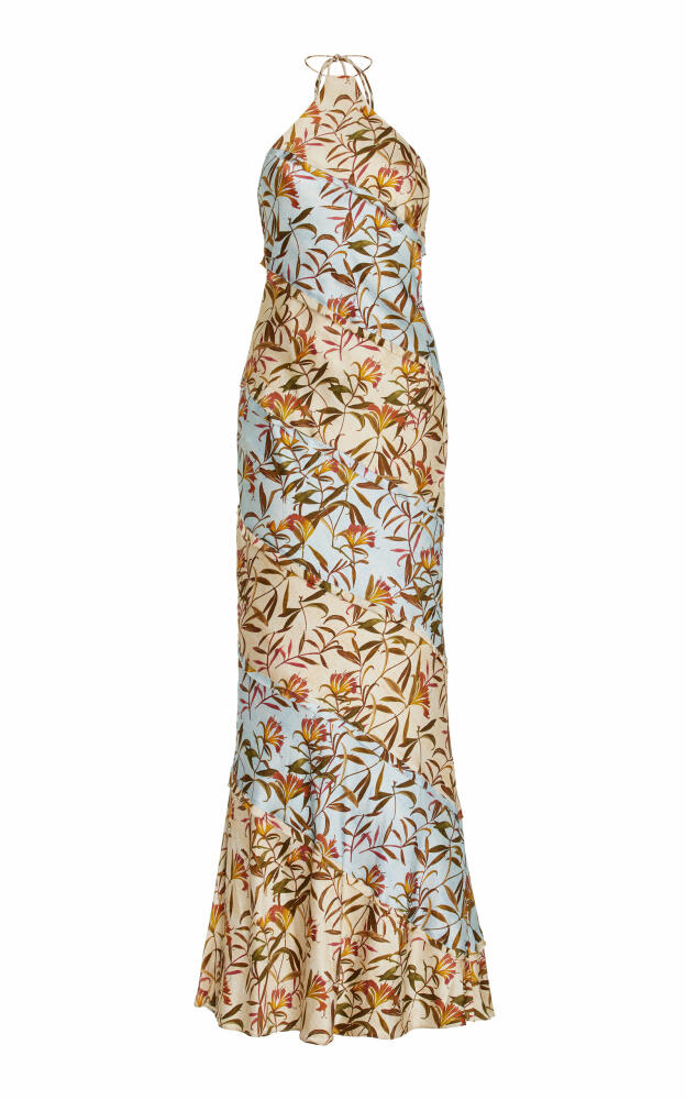 Significant Other - Murphy Paneled Floral Crepe Halter Maxi Dress - Brown Cover