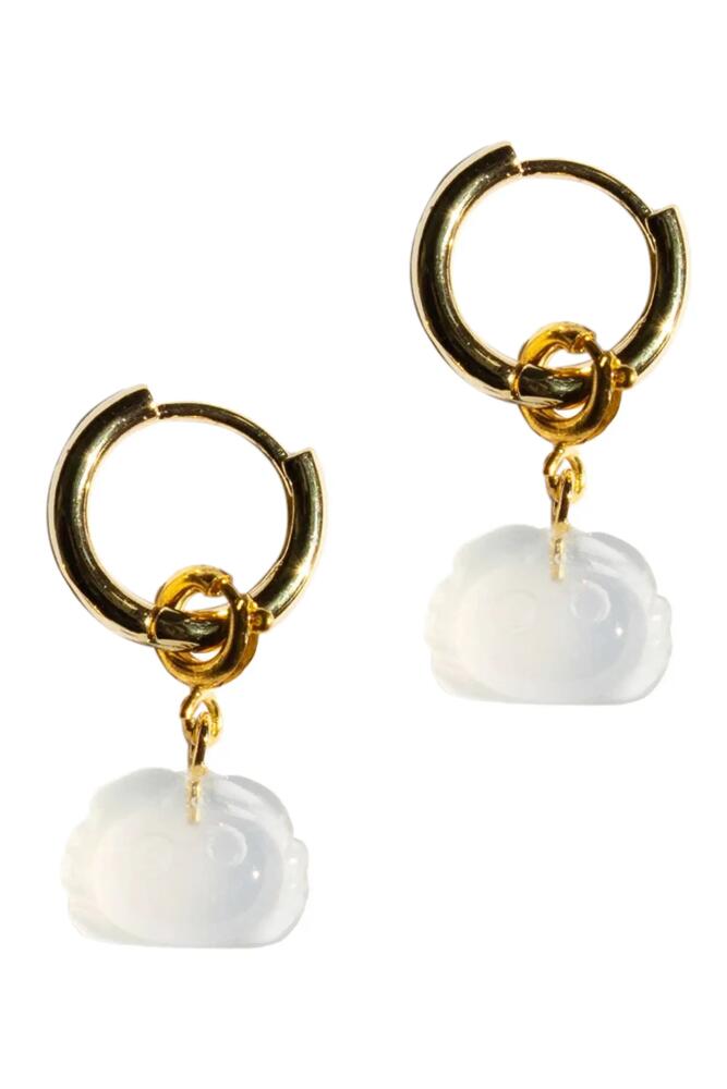 seree Zodiac collection Cancer Jade stone charm earrings in White Cover