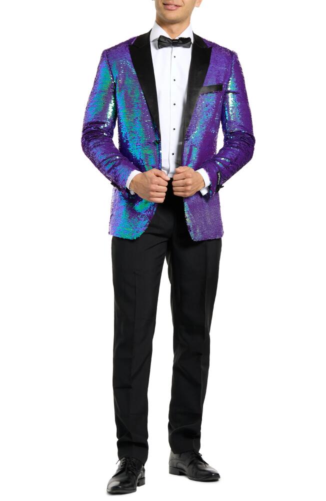 OppoSuits Sapphire Sequin Two-Piece Tuxedo & Tie in Blue Cover