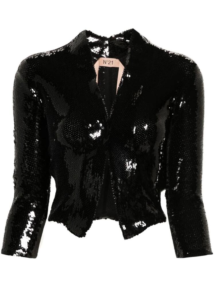 Nº21 sequined cropped jacket - Black Cover