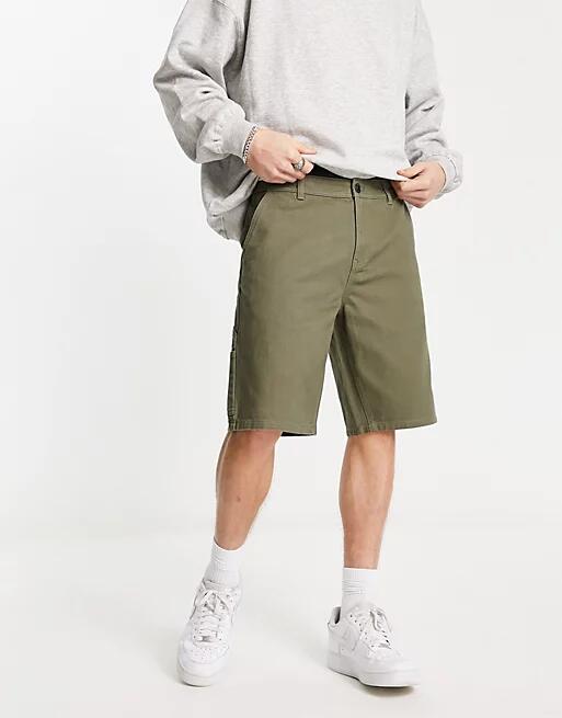 New Look straight leg carpenter shorts in khaki-Green Cover