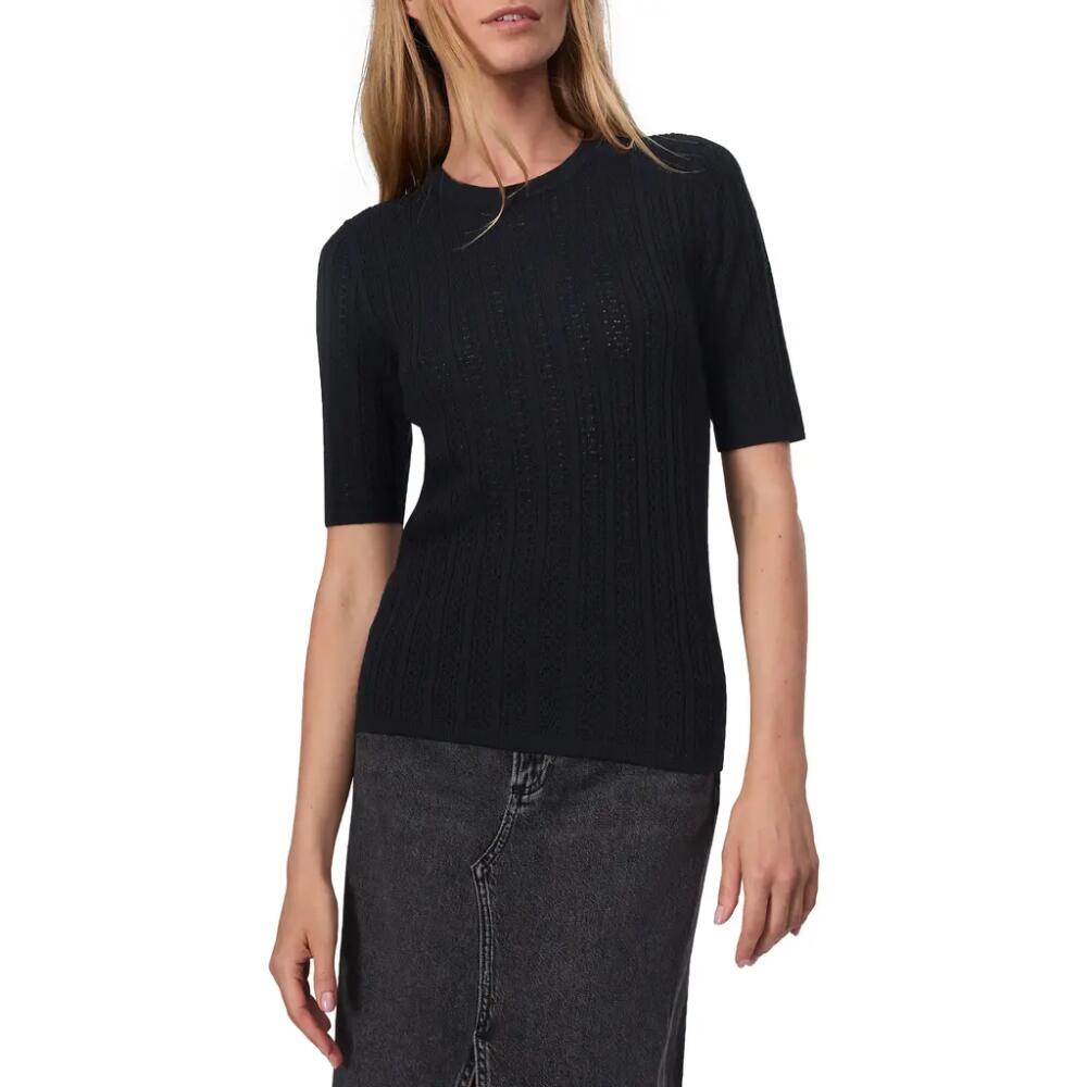 rag & bone Tina Short Sleeve Merino Wool Sweater in Black Cover