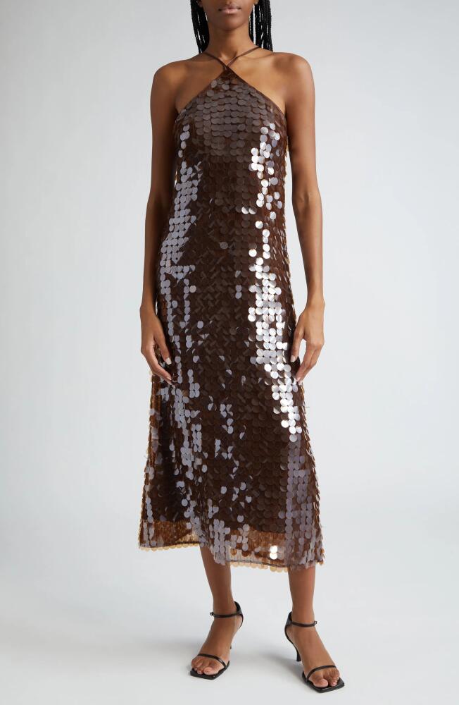 Saks Potts Polly Paillette Embellished Dress in Brown Sequins Cover