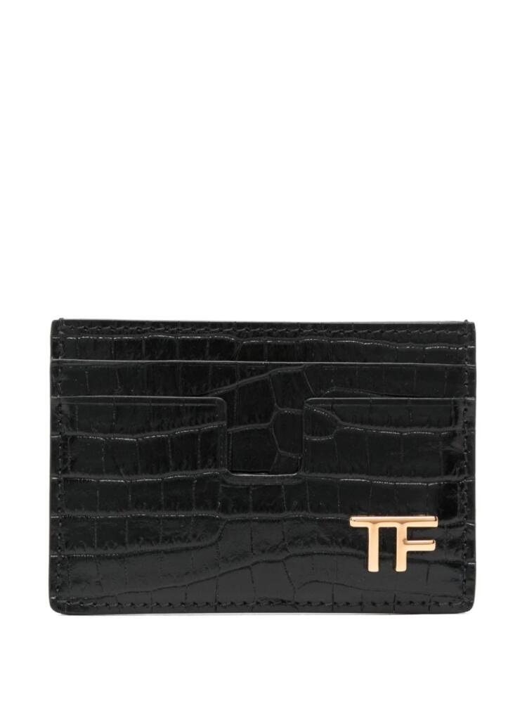 TOM FORD logo-plaque leather cardholder - Black Cover