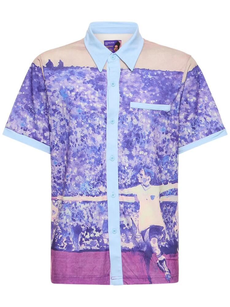 KIDSUPER STUDIOS Printed Stretch Satin Short Sleeve Shirt Cover