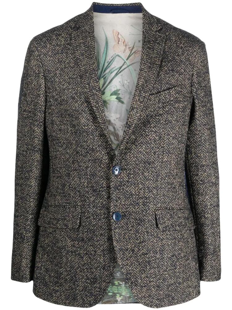 ETRO single-breasted herringbone blazer - Blue Cover