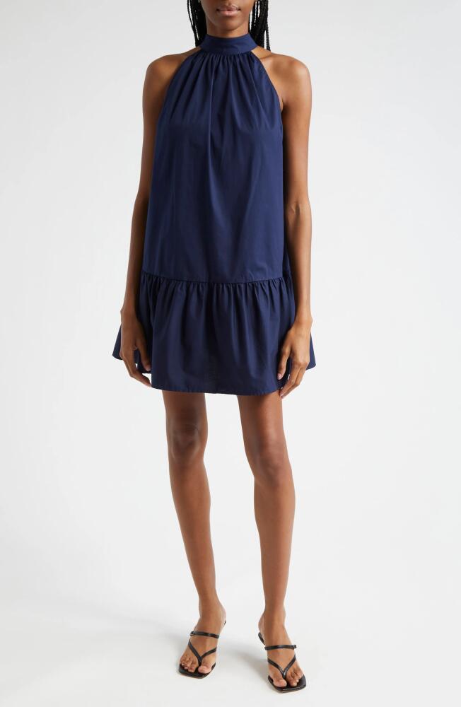 STAUD Marlowe Halter Minidress in Navy Cover