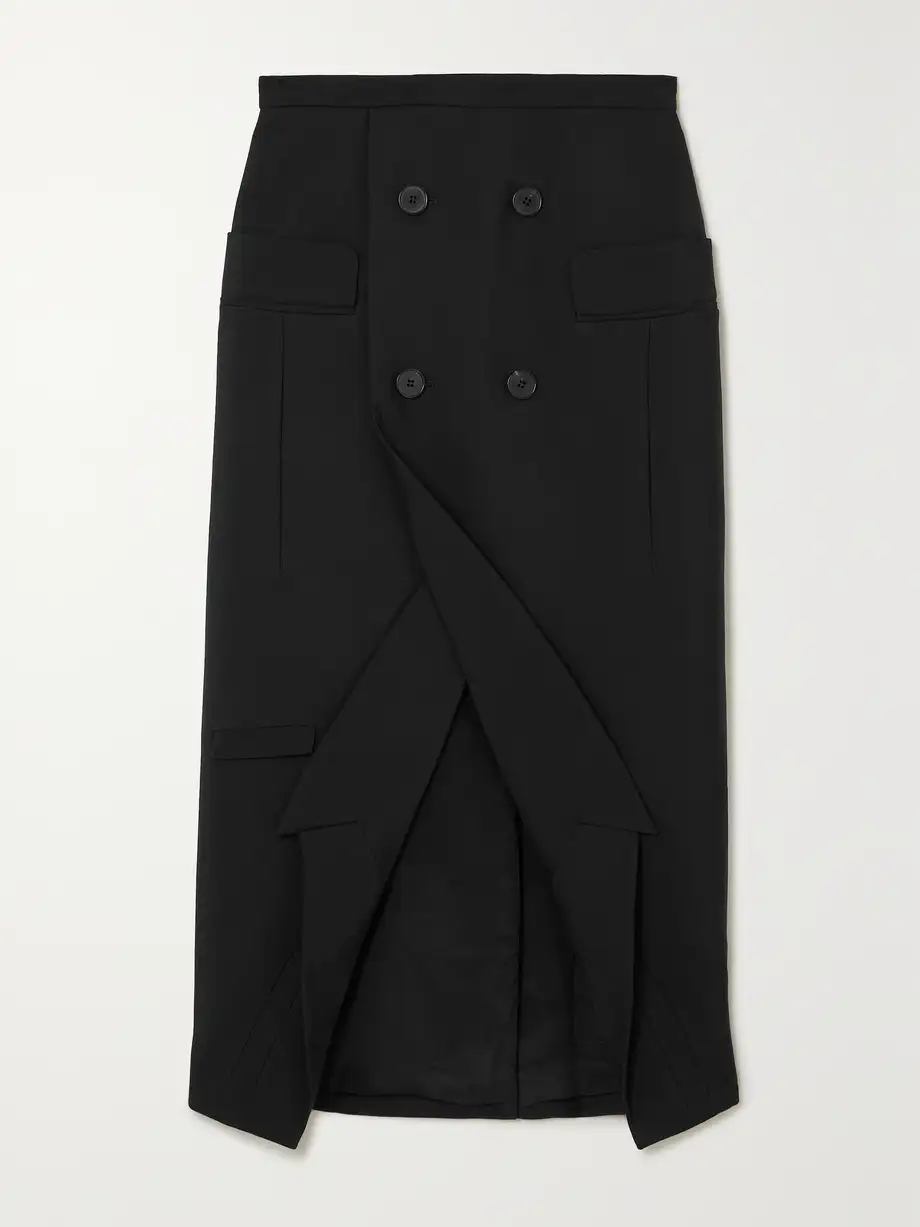 Alexander McQueen - Grain De Poudre Wool Midi Skirt - Black Cover