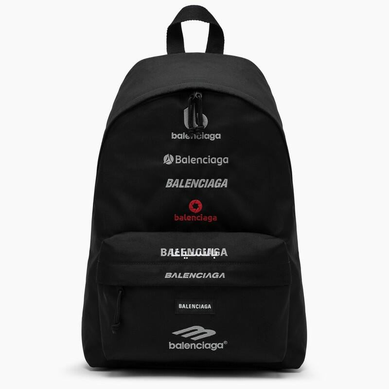 Balenciaga Black recycled nylon Explorer backpack with logos Cover