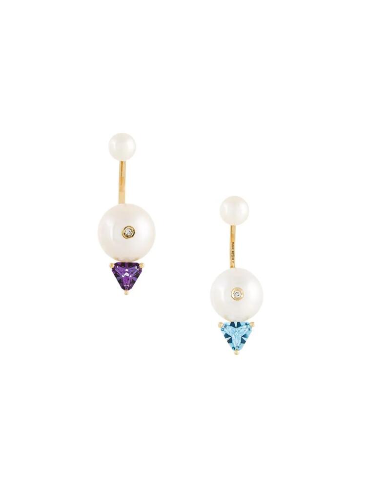 Delfina Delettrez 18kt gold Trillion diamond, pearl and topaz earrings - White Cover