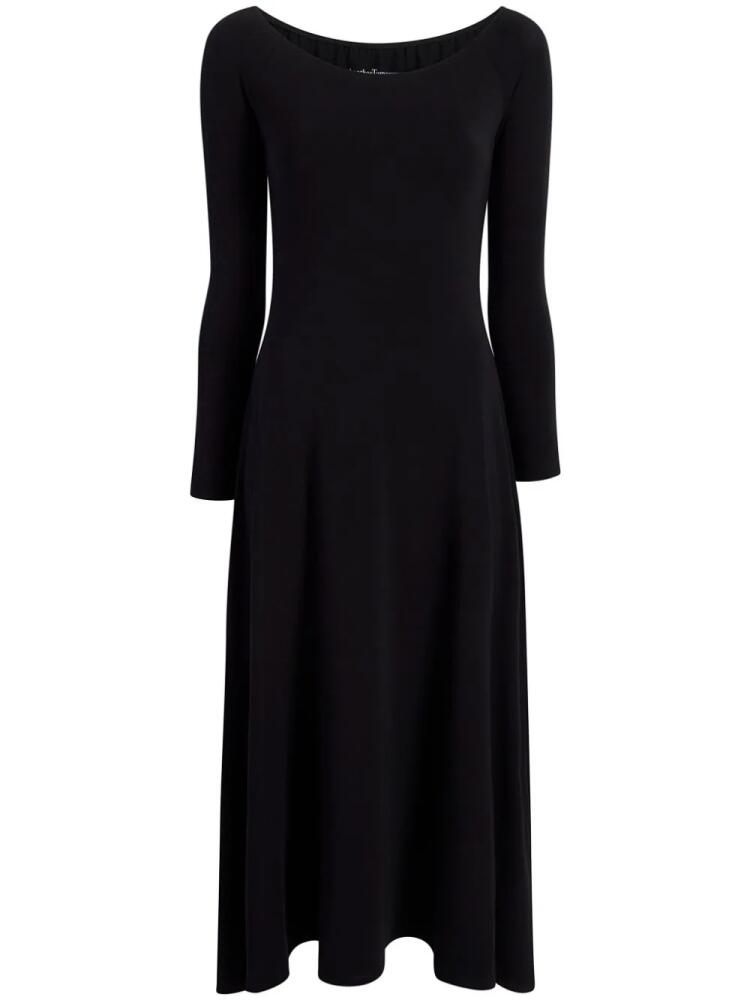 Another Tomorrow boat-neck long-sleeve midi dress - Black Cover