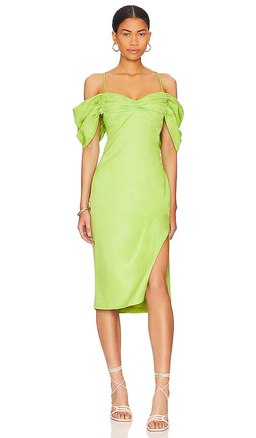 L'Academie Gemma Midi Dress in Green Cover