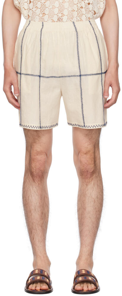 HARAGO Off-White Embroidered Shorts Cover