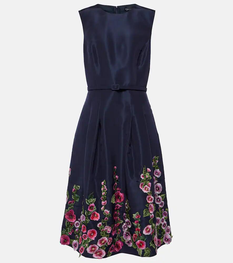 Oscar de la Renta Hollyhock embroidered silk midi dress Cover