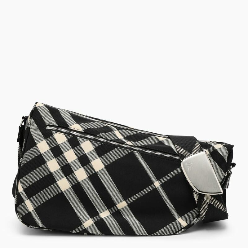 Burberry Shield large messenger bag black/calico cotton blend with Check pattern Cover