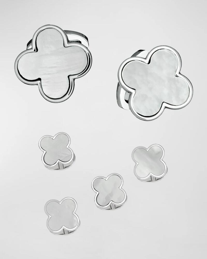 Jan Leslie Men's Mother-of-Pearl Clover Cufflink Stud Set Cover