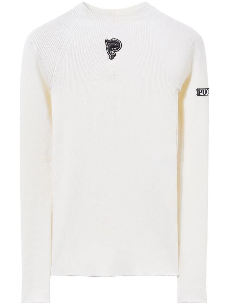 PUCCI logo-embroidered ribbed knit jumper - White Cover