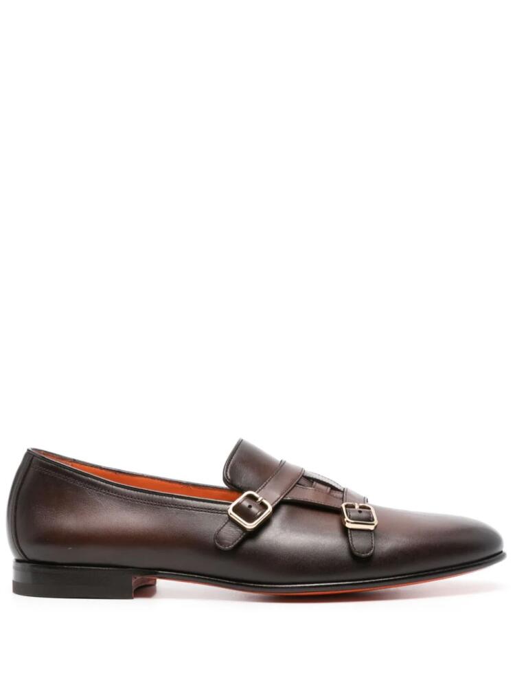 Santoni Carlos leather monk shoes - Brown Cover