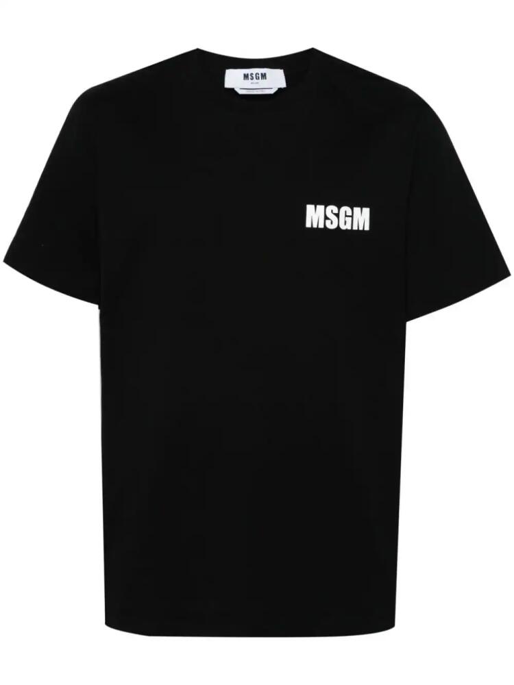 MSGM slogan-print cotton T-shirt - Black Cover