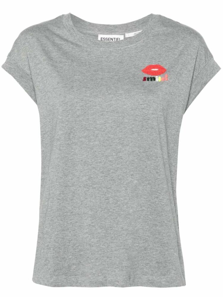 Essentiel Antwerp embroidery organic cotton T-shirt - Grey Cover