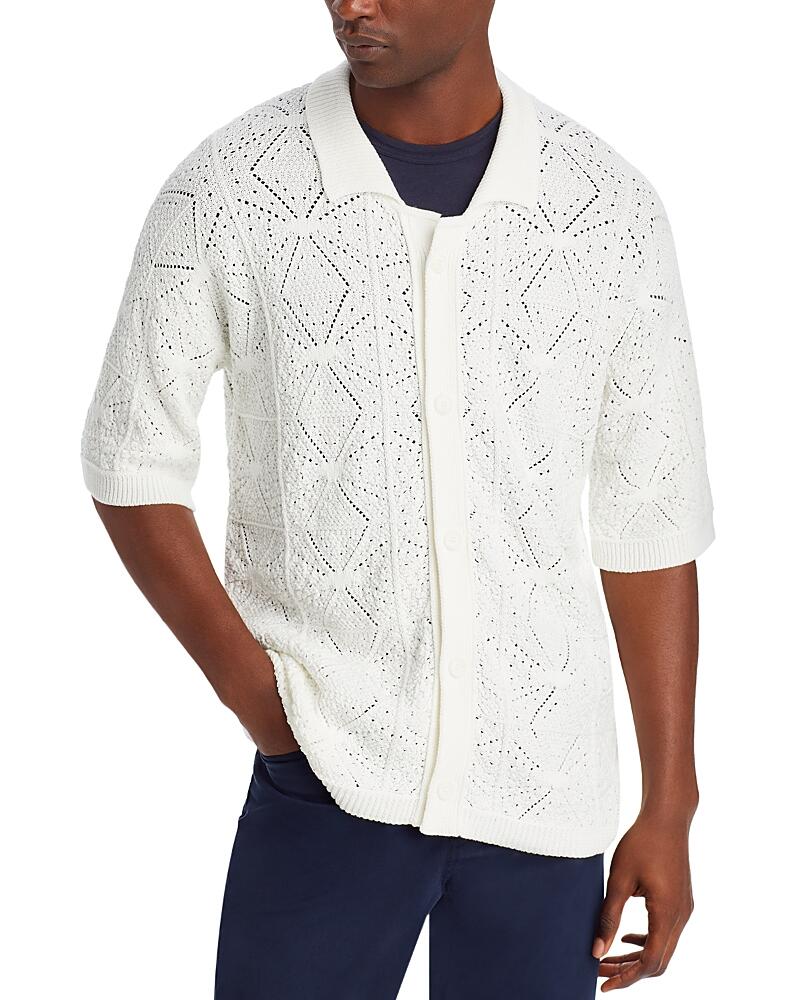 Hugo Sammp Cotton Crochet Relaxed Fit Cardigan Cover