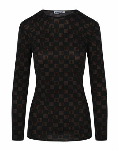 Ambush Monogram Fitted Crew Neck Top Woman T-shirt Black Polyamide, Elastane Cover