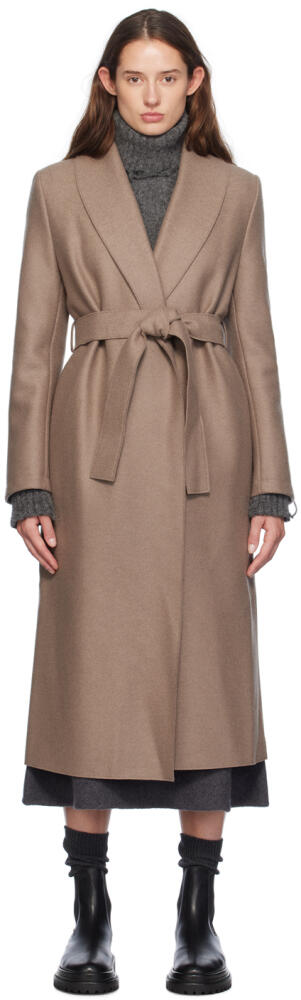 Harris Wharf London Taupe Shawl Collar Coat Cover