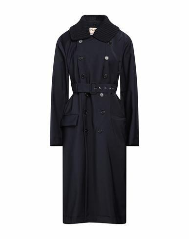 Plan C Woman Overcoat & Trench Coat Midnight blue Polyester, Wool, Polyurethane, Elastane, Virgin Wool Cover