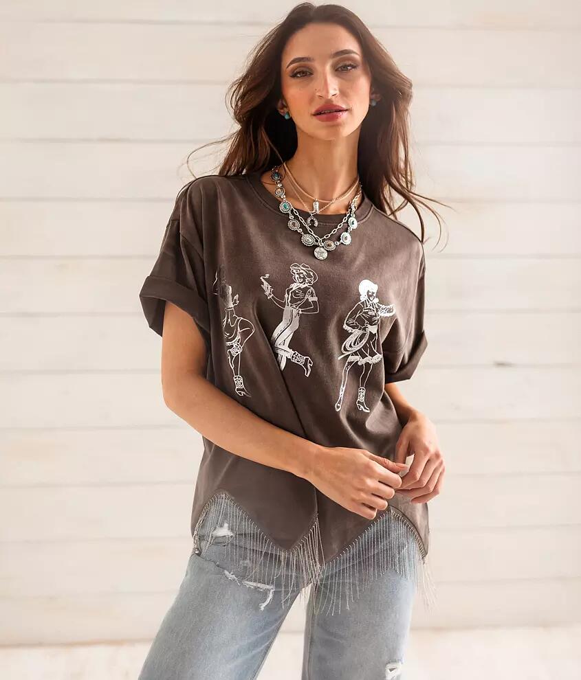 Sterling & Stitch Wild West Cowgirl Oversized T-Shirt Cover