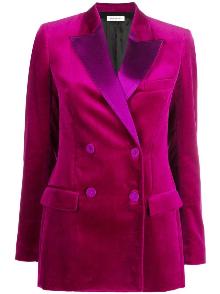 There Was One double-breasted velvet blazer - Purple Cover