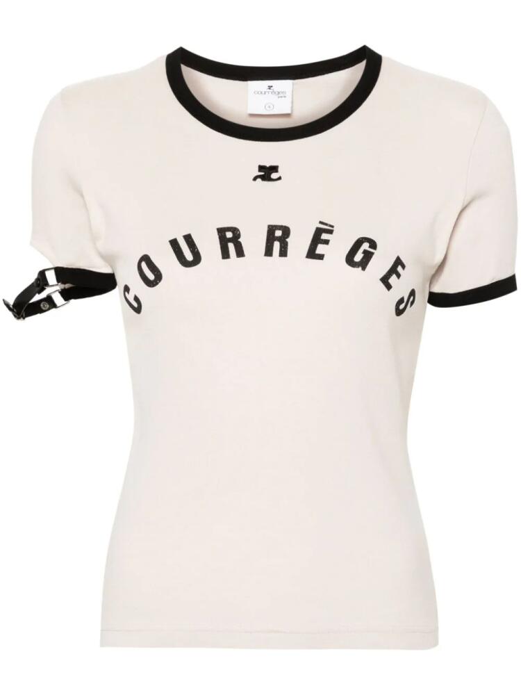 Courrèges buckle-detail cotton T-shirt - Neutrals Cover