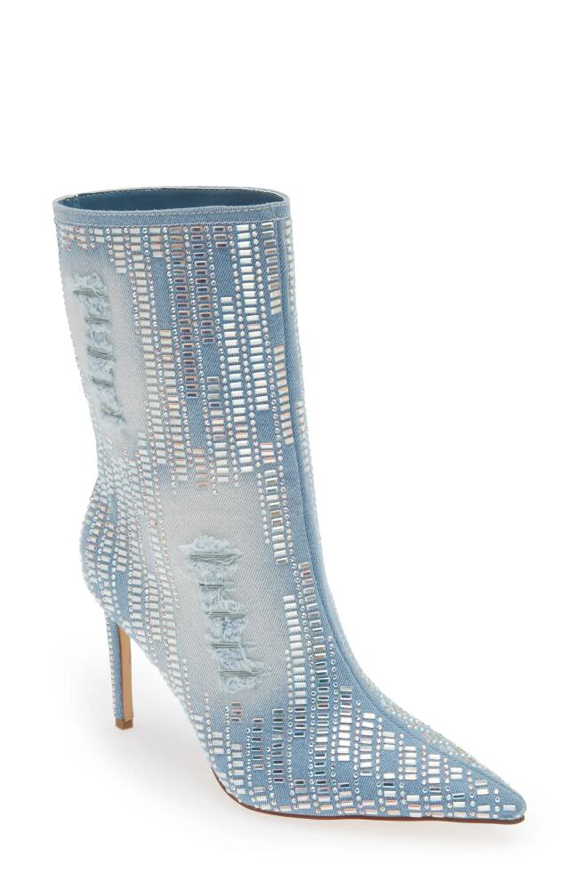 AZALEA WANG Colbie Pointy Toe Denim Bootie in Blue Cover